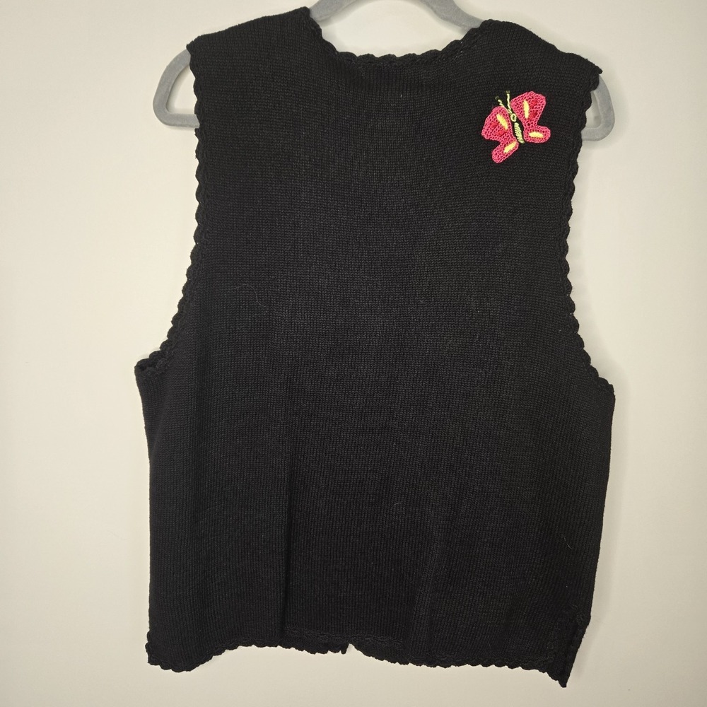 Mandal Bay 90s Spring Size Embroidered XL Black Vest Cotton Blend Whimsical - Picture 7 of 10